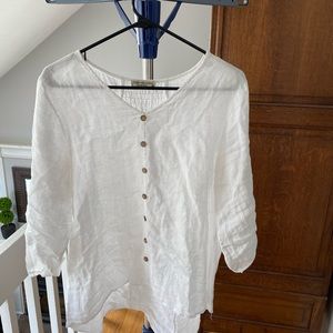 White Italian Cotton Blouse Size Medium